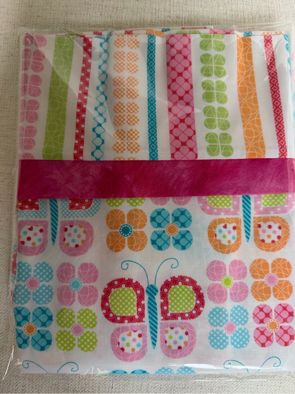 NEW and UNUSED Multicolor Butterfly & Flower Cotton Pillowcase